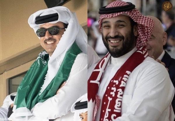 خوشحالی امیر قطر و همسرش از برد تاریخی عربستان